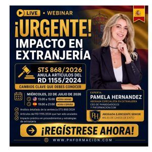 Master Class en vivo STS 868/2026 sobre el impacto de la Sentencia del Tribunal Supremo en el Reglamento de Extranjería, impartida por Pamela Hernández.